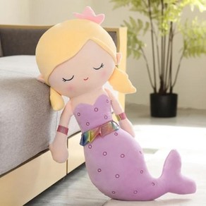 귀여운 인어 봉제 장난감 부드러운 동물 베개 공주 인형 생일 소년 40-60cm, 40cm, 04 puple_01 40cm, 1개