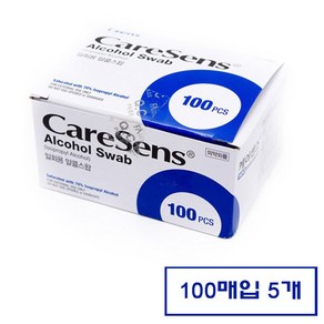 아이센스 케어센스 일회용 알콜솜 알콜스왑 100매 / 200매 / 300매 / 400매 / 500매, 100개입, 5개