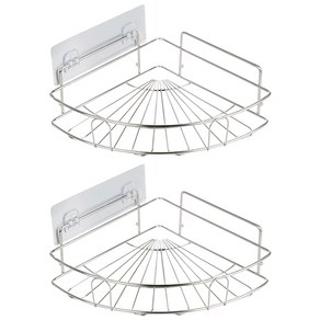 아늑한 2단 코너형 스테인레스 욕실선반 수납 선반, 2개, 실버계열