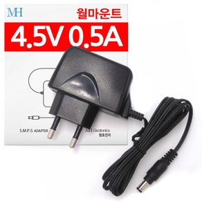 DC 4.5V 500MA 어댑터 (월마운트 타입) 벽걸이형 전원 가정용 아답터 4.5V 0.5A, 01.기본규격 5.5x2.1~2.5mm, 1개