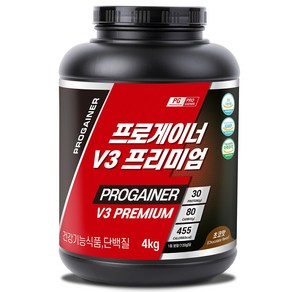 프로게이너 V3 프리미엄 초코맛 4kg 탄수화물 단백질 벌크업 체중근육 게이너 헬스보충제 안전성 기능성 인정 식약처 건강기능식품, 1개