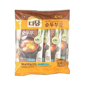 CJ 다담 순두부 찌개양념 140Gx4개입 (보냉백/아이스박스中택1)