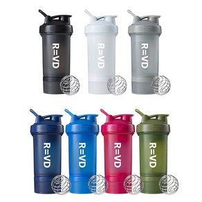 블랜더보틀 x RVD 프로스택 쉐이크보틀 650ml (알약 통1개+프로틴 통 1개), 페블그레이, 1개