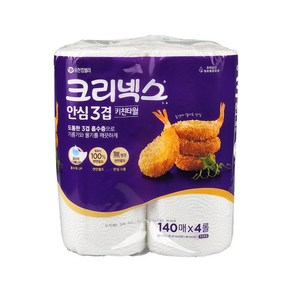 크리넥스 안심 3겹 키친타올 롤키친타올, 4개입, 1개