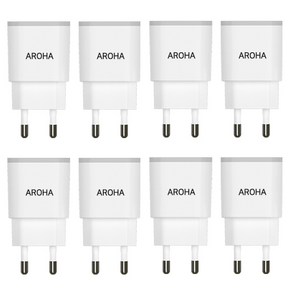 국산 아로하 2.1A 2USB 휴대폰 멀티 충전기 8개 1세트 MADE IN KOREA, 화이트4개X2