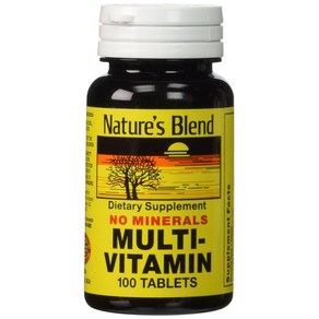 Natue's Blend Multi-Vitamin No Mineals 100 Tabs (Model Natue's Blend 멀티 비타민 미네랄 무함유 100정(모델: 3824, A, 100정, 1개