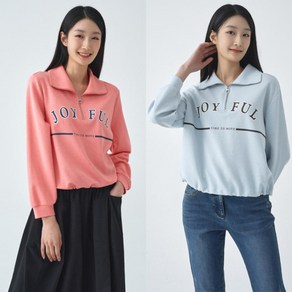 지센/ [파격할인] 여성 [에센셜] 하프 집업 레터링 티셔츠
