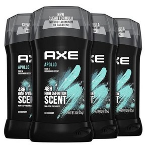 AXE 남성용 에센셜 오일 데오드란트 와일드 밤부 3온스 4개, 85g, 1개