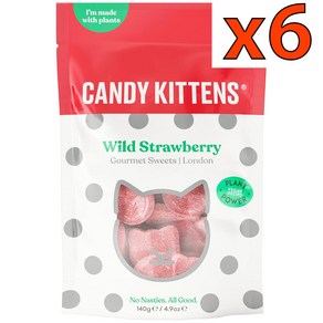 [영국발송]140g 6개 스웨디시 젤리 캔디키튼 비건 와일드 스트로베리 Candy Kittens WILD STRAWBERRY, 140g