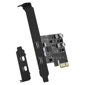 컴퓨터 PC용 TYPE-C 확장기 변환 카드 라이저 PCIE 1X-듀얼 USB C 확장 PCI Expess X1-2 포트 5Gbps, [01] Black