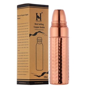 HealthGoodsIn Pure Copper Hammered Thermos Shape E HealthGoodsIn 순수 구리 망치로 두드린 보온병 모양 친환경 아유르베다 혜택을