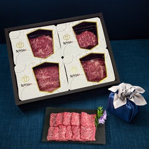 [황제한우] 1++ 꽃품황세트 1.75kg 마장동 투뿔한우 구이용 선물세트 (꽃등심 채끝 부채살 업진살 국거리), 1개