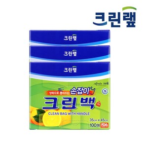 크린랲 양쪽으로 뽑아쓰는 손잡이 크린백 + 은사수세미, 3개, 대(L), 100개입