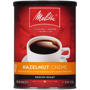 Melitta Hazelnut Crème Flavored Coffee Medium Roa 멜리타 헤이즐넛 크림 맛 커피 미디엄 로스트 엑스트라 파인 그라인드 11온스 캔(6