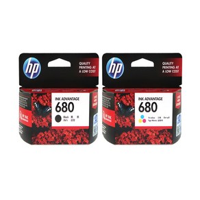 HP 680 정품 프린터잉크 F6V27AA F6V26AA 검정 컬러 세트, 검정+칼라 세트, 1개