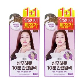 엘라스틴 샴푸하듯 10분 간편염색 자연갈색 80g X 2개, 2세트