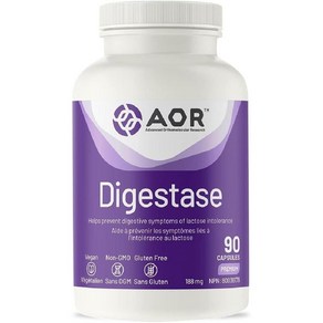 (캐나다 직구) AOR - Digestase 90 Capsules 소화 효소, 90정, 3개