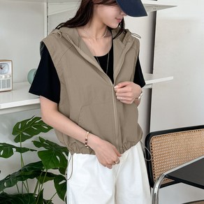 데일리앤 헬리 여성 아노락 바람막이 조끼 오버핏 여름 윈드자켓 바스락 후드 집업 베스트