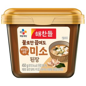 CJ제일제당 풍미업 해찬들 물로만 끓여도 부드럽고 순한 미소된장 450g 캠핑필수템 간편요리 분식 쏘울푸드 발효식품 자취템 간편식, 1개