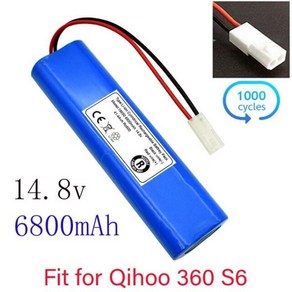 리튬 이온 배터리 Qihoo 360 S6 로봇 진공 청소기용 고용량 배터리팩 14.8V 12800MAH, [04] 6800mAh, 04 6800mAh, 1개