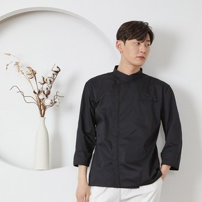 [BE THE CHEF]긴팔(7부/반팔겸용) 하프 크로스넥 조리복(블랙)