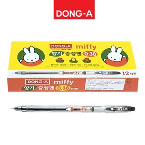 동아 미피 향기 중성펜 0.38mm 1다스, 1개, 블랙(12자루)