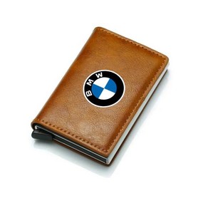 남성용 RFID 신용카드 홀더 가죽 지갑 은행 카드 Bmw 3 E46 G20 E90 E60 F10 F20 F30 E39 M 자동차 액세서, 02 Bown-Fo-BMW, 한개옵션1