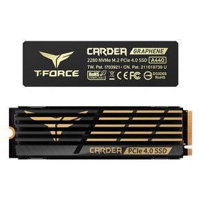 팀그룹 T FORCE A440 알루미늄 방열판 2TB DRAM SLC 캐시 3D NAND TLC NVMe PCIe Gen4x4 M.2 2280 내부 SSD R/W 7000/69