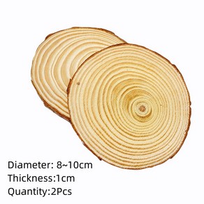 천연 소나무 나무판 원형 미마감 두께 3-12cm 1 팩 나무조각 나무껍질 나이테 포함 DIY 웨딩 파티 그림, 2pcs8-10cm