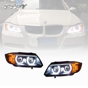 자동차 헤드라이트 변형 전조등 LED Angel Eyes 제논 헤드램프 BMW 호환 3 시리즈 E90 318i 320i 2006-2011 용 시리즈용, [01] Head Lamp