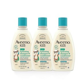 Aveeno Kids 2인1 하이드레이팅 샴푸 & 컨디셔너 12온스, 12 Fl Oz (Pack of 3), 3개