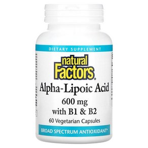 Alpha-Lipoic Acid 알파리포산 위드 B1 B2 600mg 60 베지캡슐, 1개, 60정