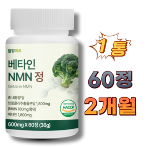 웰빙마루 엔엠엔 브로콜리추출분말 베타인 NMN 정, 1개, 60정