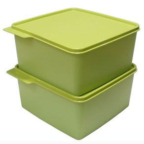 타파 베이직 플라스틱통 사각밀폐용기 냉장고용기 그린 2.5L 2개세트, 2개