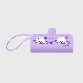 어프어프 미니 일체형 도킹형 보조배터리 5000mAH (C타입 8핀) 거치 가능, 스페이스 치치-PURPLE(도킹형 보조배터리)