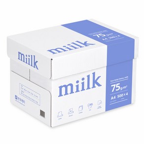 한국제지 밀크 A4 용지 75g 1박스(2000매)/복사용지/MIILK, 단일속성