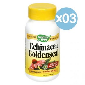 Natue's Way 네이처스웨이 에키네시아 골든실 이뮨 서포트 100캡슐 3팩 Echinacea Goldenseal, 3개, 100정