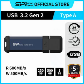 실리콘파워 Silicon Power 외장SSD USB3.2 Gen2 MS60 공식인증방수 방진 휴대용