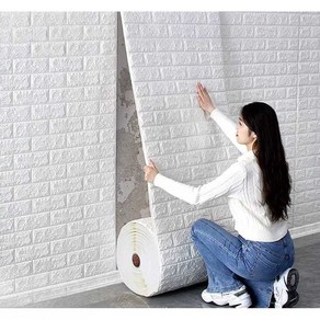 인테리어 벽지 3D 벽돌 시트지 쿠션 폼블럭 단열 보온, 화이트 벽지 3.2mm 70cmx5m