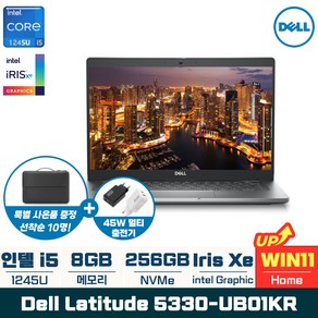 Dell 래티튜드 5330-UB01KR i5-1245U vPo Iis Xe 그래픽 13형 터치지원 (WIN11 홈 설치), Dell Latitude 5330-UB01KR, WIN11 Home, 8GB, 256GB, 실버