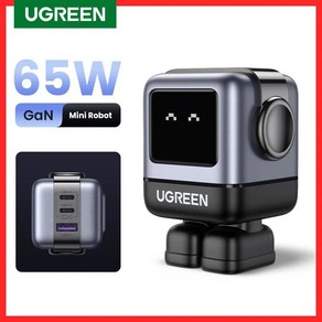 UGREEN 65W GaN 충전기 로봇 디자인 PD 고속 아이폰 샤오미 맥북 PPS 충전, 1개, 2.US Plug 30W Black