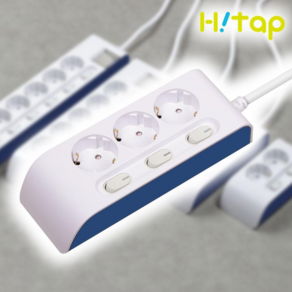 현대일렉트릭 하이탭 개별스위치 2800W 과부하차단 국산 멀티탭 콘센트, 1개, 1.5m, 혼합색상, 3구