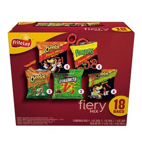 [미국직배송]프리토레이 매운맛/치즈맛 모음 18개 Fito-Lay Vaiety Snack Pack - 18ct, 프리토레이 파이어리 매운맛 믹스 18개입, 1개, 499.6g