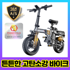 파워폴드 세이프 접이식 전기 자전거 경량 전동 바이크 휴대용 배달용 출근용, 블랙, 스틸