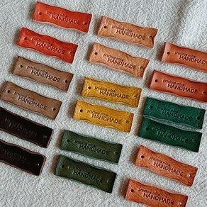 [ 가죽라벨 ] HAND MADE 핸드메이드 가방 부자재, 핸드메이드 가죽라벨 9종- 카키, 1개