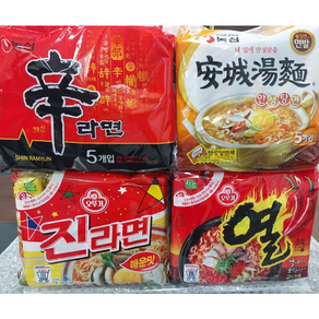 농심 오뚜기 봉지라면 4종 (신라면5p + 안성탕면 5p + 진라면매운맛5P + 열라면5P)