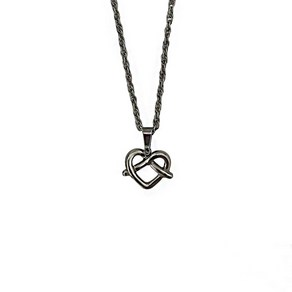 [루크문] 하트 프레첼 써지컬스틸 체인 목걸이 / HEART PRETZEL CHAIN NECKLACE