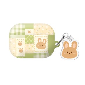 퍼지베어 퀼트 에어팟 시리즈 하드 케이스 키링 세트, 퍼지베어 퀼트_메론, AiPods Po(2세대), 1개