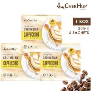 Malaysia Check Hup Colombian Cappuccino 말레이시아 첵헙 커피(슈가 스틱 포함) 23g 6포 3박스, 6개입