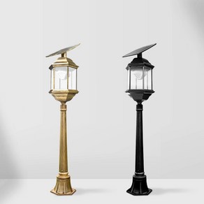 나눔조명 태양광 엔틱 가로등 태양열 LED 정원등 야외 조명, 총 높이 1.2M (기둥 0.7M) [황동]-노란빛
